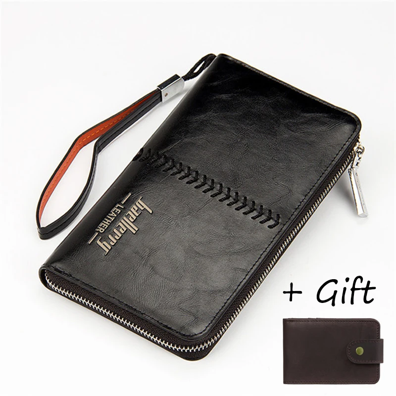 

Big Capacity Vintage Clutch Wallet Luxury Men Wallets Oil Wax Leather Men Clutch Bag Brand Wrist Strap Wallet Male Coin Purse