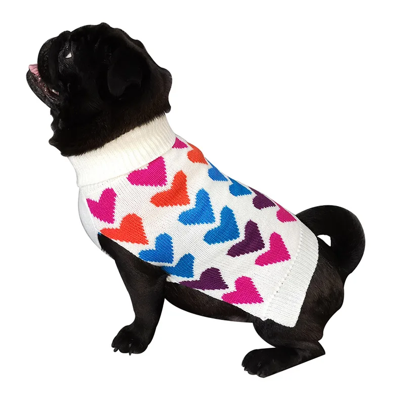 

HOT Pet Dog Sweater Heart Shape Pattern Knitting Warm Fashion Gift For Winter Party TI99