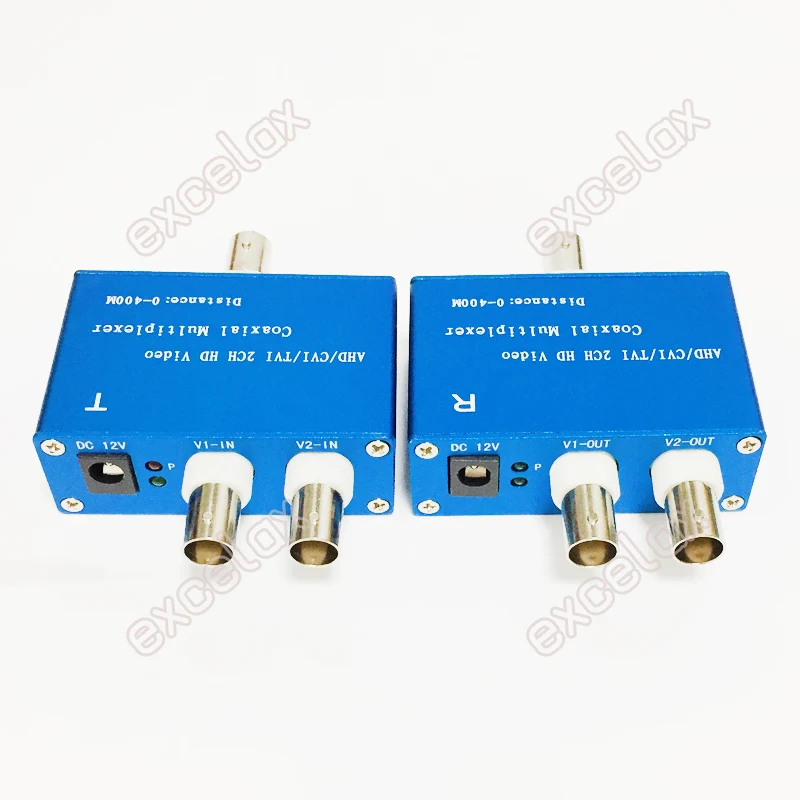 2 Channel 3MP 2MP 1080P HD AHD CVI TVI CVBS Coax Video Signal Multiplexer 2CH Transmitter & Receiver Coaxial Cable Distance 400m