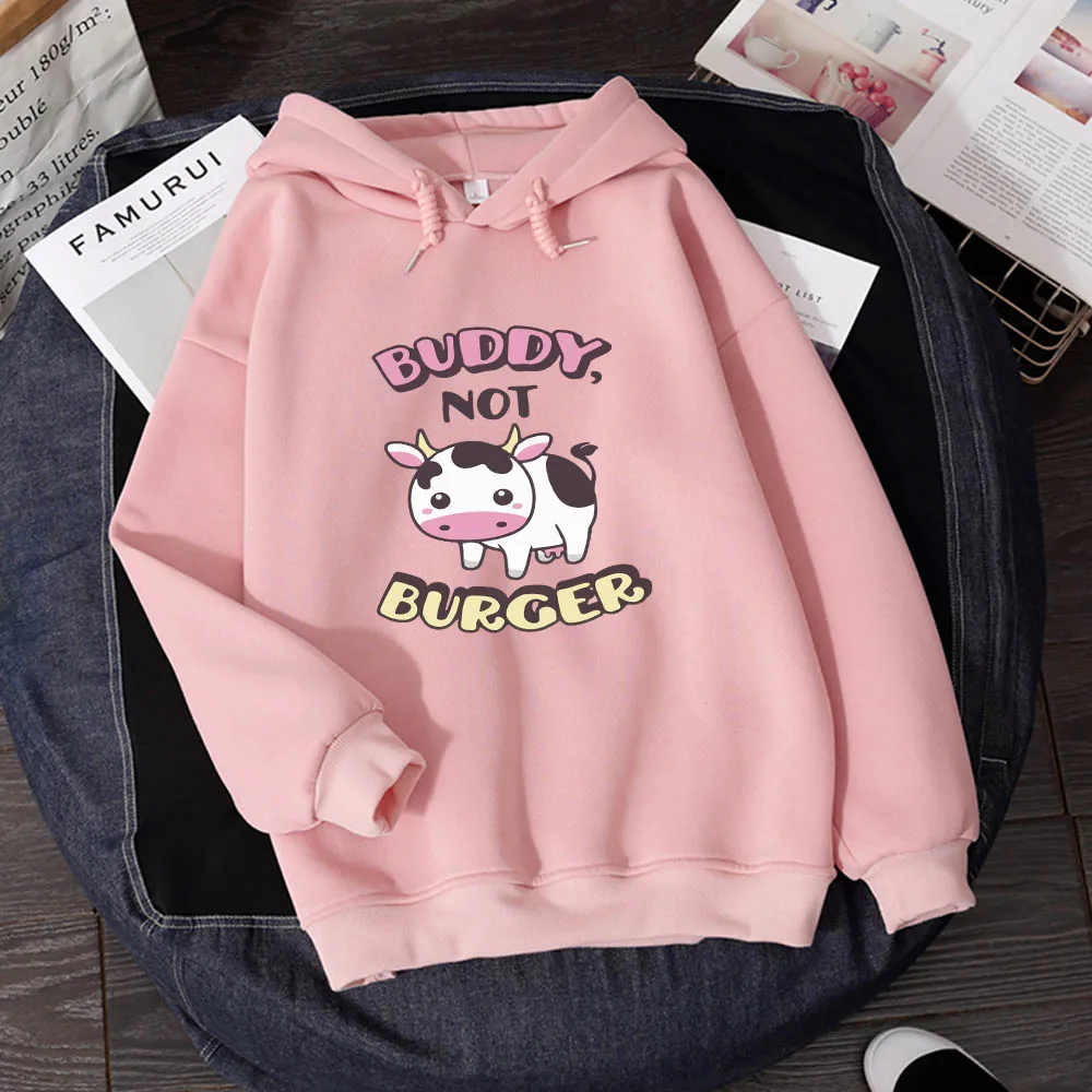 

Oversized Cute Cow Printing Full Sleeves Sweatshirts Kawaii Hoodies for Womens Thicken Tops Loose Hoody Femme Winter Sweetshirts