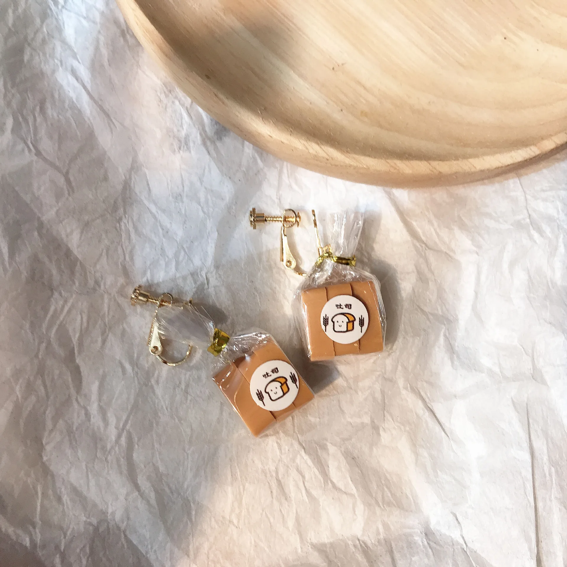 Linmouge Funny Lovely Simulation Bread Drop Earrings For Women Creative Mini Packaged Square Toast Fashion Dangle Jewelry  EF145