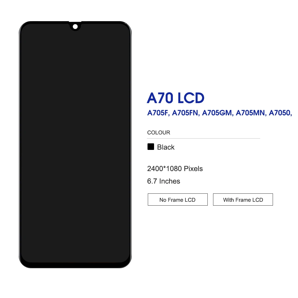 6.7" Super AMOLED For Samsung Galaxy A70 LCD Display With Fingerprint For Samsung A70 A705 A705F Touch Screen Digitizer Assembly lcd phone screen