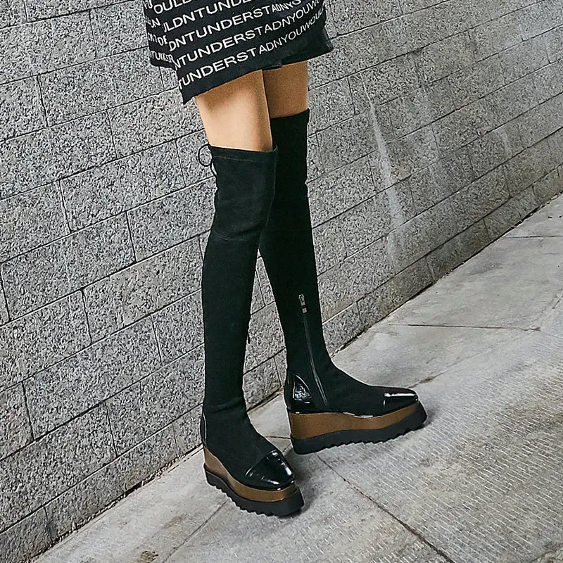 VINLLE/ г. Модные женские сапоги до колена на молнии однотонные модные спортивные сапоги из натуральной кожи с острым носком, подходящие ко всему, размеры 34-39