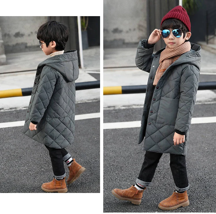 Fashion New Winter Children Boys Hooded Coat Clothes Kids Boys Thicken Warm Down Cotton Jacket Teenage Outerwear Parka F36