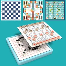 

Flying Chess Checkers Five-in-a-Row Animal Checker Children's Chess Toys Educational Pupils Multi-Function Desktop Games Party