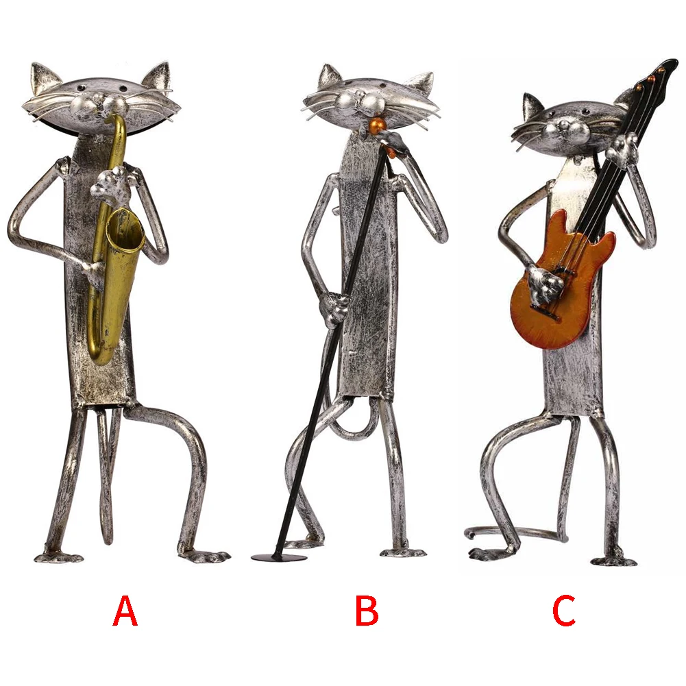 Gift Cat Sculpture Desk Decorative Crafts Figurine Living Room Modern Simple Small Handmade Home Ornament Office Iron Art