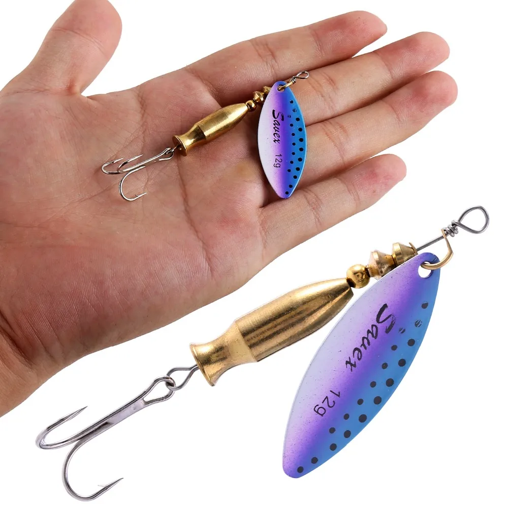 Sougayilang 5Pcs Metal Spinner Baits Fishing Lure with Rooster Tail Hook Carp Fishing Tackle Life-like Fishing Hook