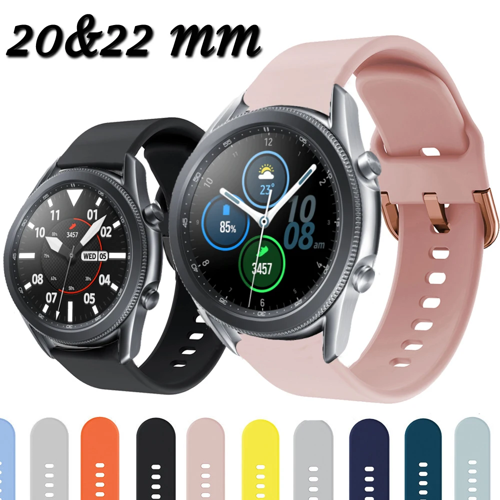 Ремешок для часов 20 мм силиконовый samsung galaxy watch 3 45 41 huawei gt 2 44 46 gear S3 42 Active 40