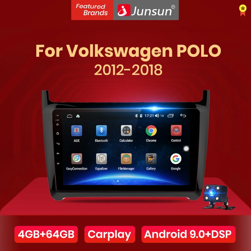 Junsun V1 pro 4G + 64G CarPlay Android 9.0 DSP Fur POLO 2009-2018 Auto ...