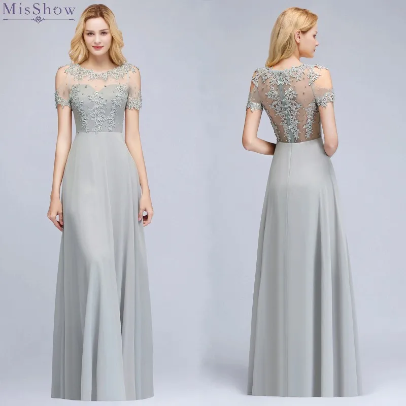 

Silver Long Prom Dresses 2019 A line Pink Prom Gown Party Dress Sleeveless Applique vestidos de gala jurk