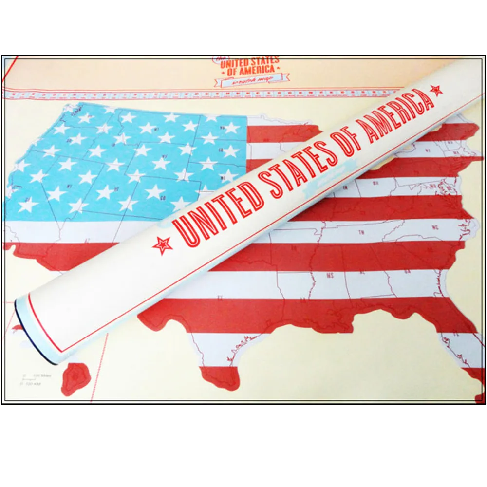 Office Supplies USA Scratch Map Of American Country Packed in Card Tube off Travel Vacation Traveler Log Gift | Дом и сад