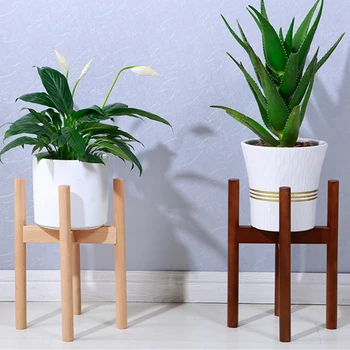 

Plant Stand Mid Century Adjustable Modern Indoor Plant Holder for House Plants Home Decor Wood Fits Planter 8 to 12 Inch LHJ001