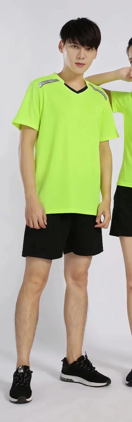 Быстросохнущие рубашки для бадминтона и шорты для мужчин и женщин поглощение пота простой короткий рукав Теннисный спортивный костюм набор L998SHC - Цвет: Men Green