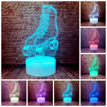 

Flashing Ice Skates Model 3D LED Desk Nightlight Colorful Changing Light Sport Light-up Toys