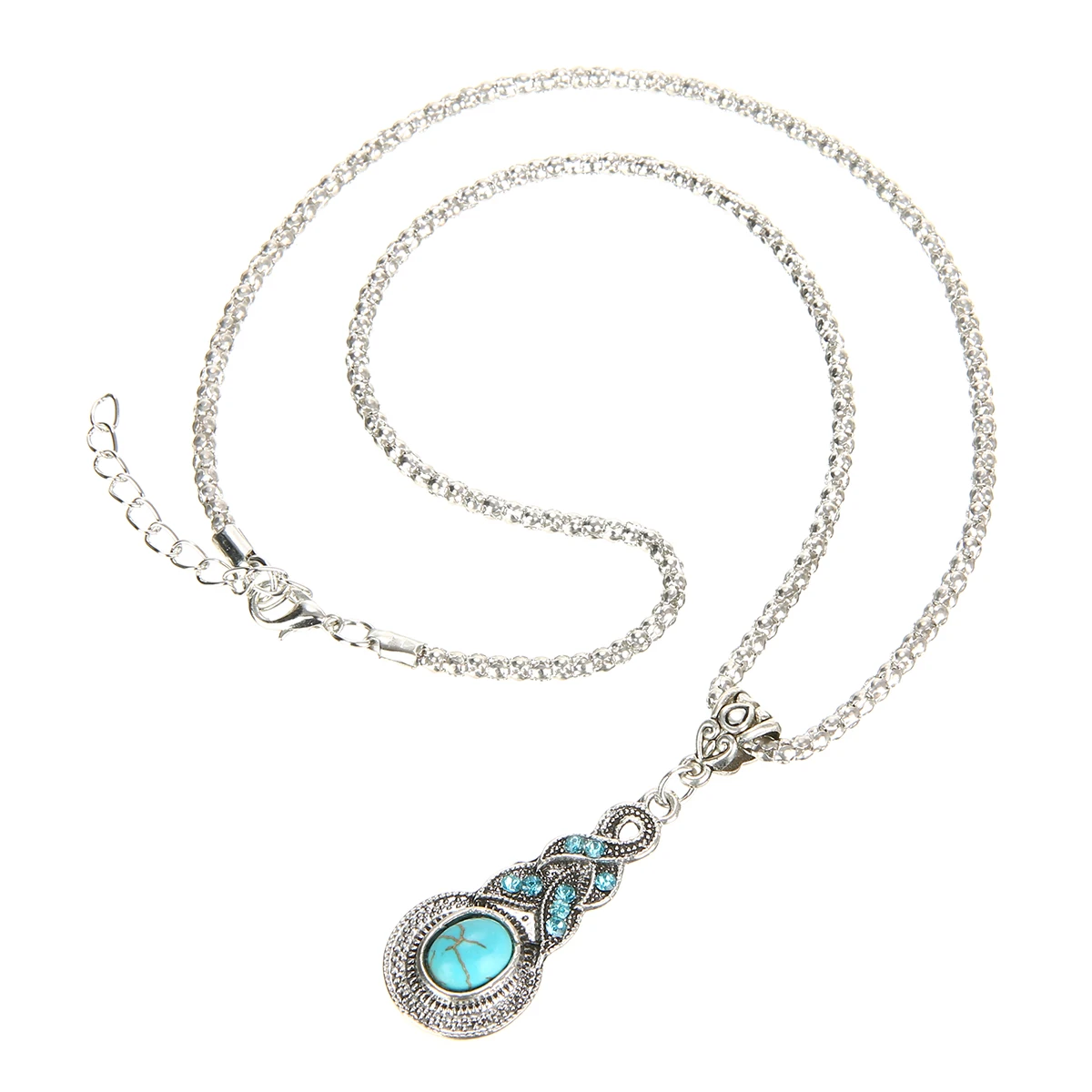 Shellhard Ethnic Collar Choker Necklace Vintage Synthetic Green Stone Pendant Chain Necklace Fashion Jewelry For Women Gift