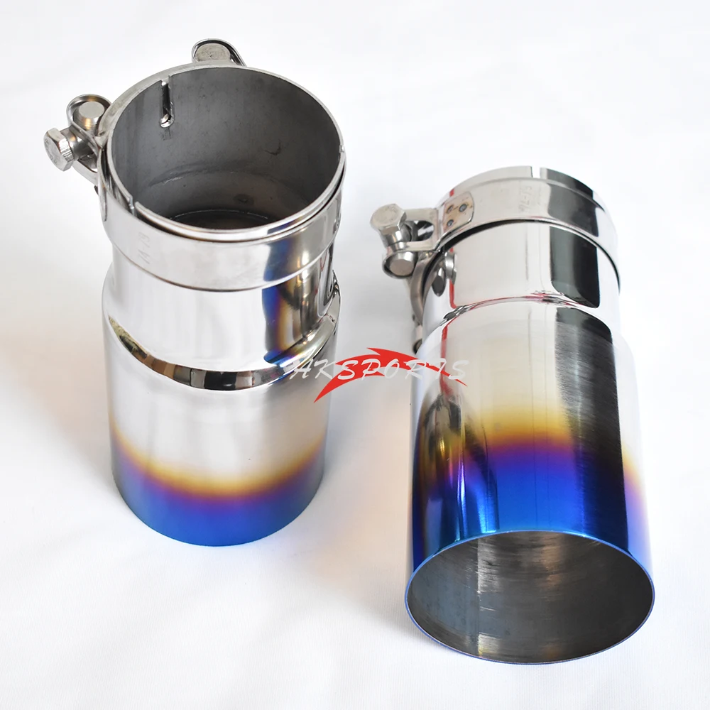 1 PC Blue Burnt Stainless Steel Universal Exhaust System End pipe Car Exhaust Pipe Single Straight Muffler Tip For BW Series