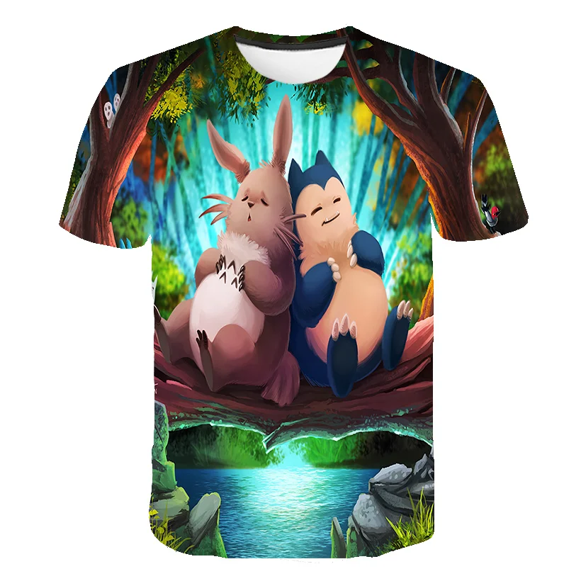 t-shirt cartoon	 Totoro T Shirt Kids Cartoon 3D Printing Harajuku Fashion Casual Boy Girl T-Shirt Summer Comfortable Short Sleeve  4-14T Tops Boys Girls