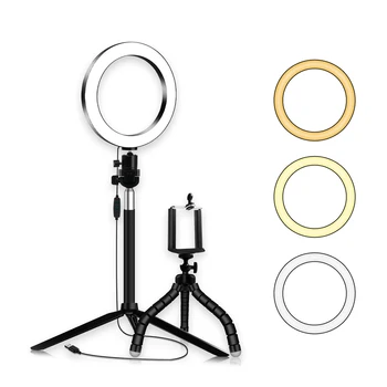 

20cm/8inch LED Ring Light 10 Levels Dimmable with Tripods Phone Holder for Live Sream Makeup Portrait YouTube Video Lighting