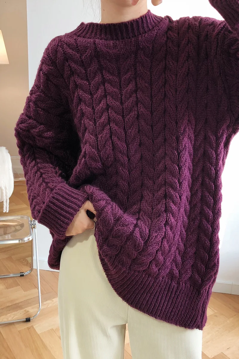 Зима, женский милый вязаный свитер с цветами, свободная одежда, ленивый уплотненный вязаный эластичный женский розовый белый свитер