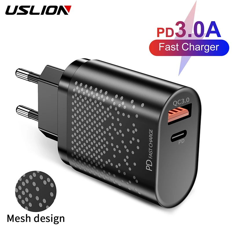 Сетевое зарядное устройство USLION 20 Вт с USB-портом и поддержкой быстрой зарядки 3 0