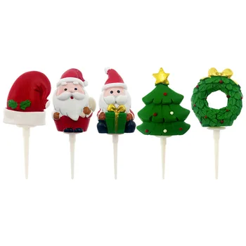 

5pcs Christmas Resin Cake Toppers Cake Decorations Baking Decors (Mixed Style)