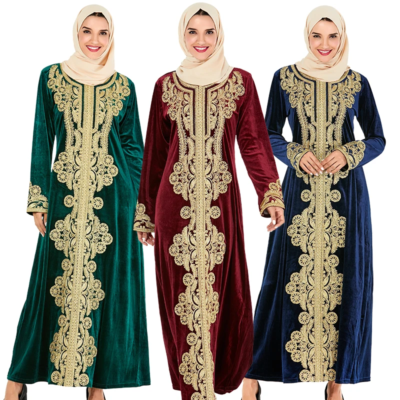 Tanie Siskakia sukienka abaya z muślinu luksusowa aksamitna Vintage złoty haft dubaj szaty turcja marokańskie sukienki Party Wears
