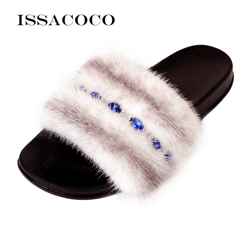 Slippers Ladies Summer Fluffy Mink Fur Slippers 100% Mink Fur Slippers  Ladies Sandals 2021 Home Slippers Girls Outdoor Slippers - AliExpress