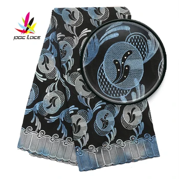 

African Dry Lace Fabric Sky Blue Color Swiss Flower Pattern Elegant French African Nigerian Latest Design Style High Quality