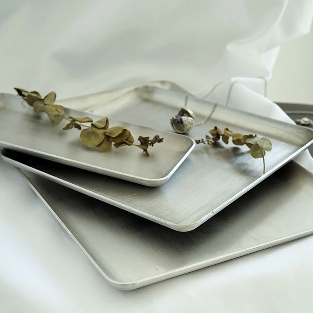 1pc Aluminum Food Serving Tray Storage Plate For Home silver 11周年記念イベントが