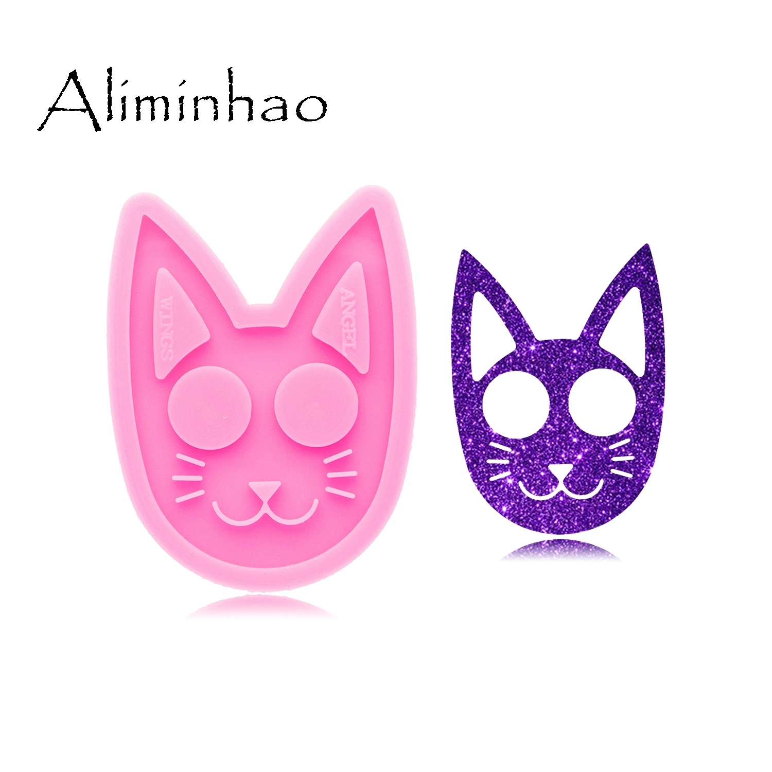 Silicone Mold Cat-Head-Keychain Jewellery Crafting Handmade DY0609 Charms Glossy Shiny