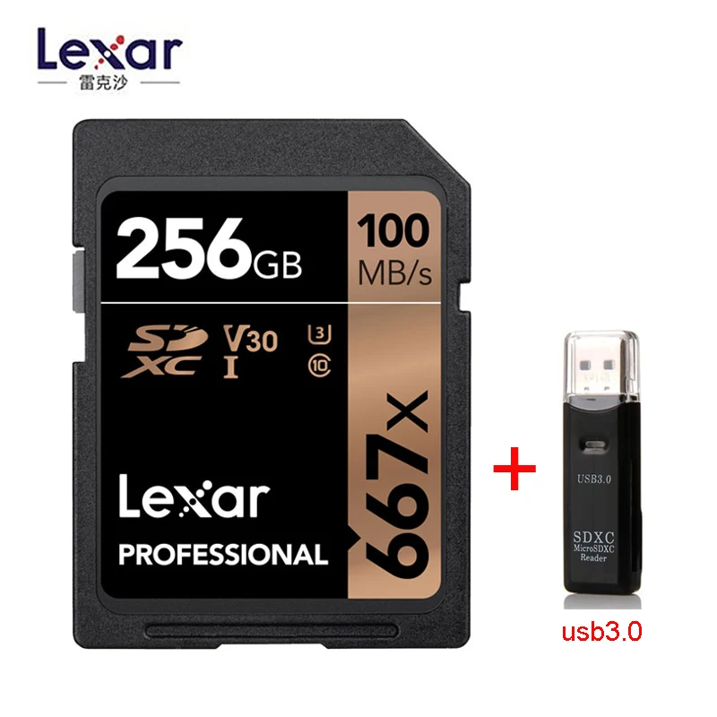 2019 новый оригинальный Lexar Профессиональный 667x SDXC UHS I 64 Гб 128 ГБ 256 карты до 100 МБ/с.