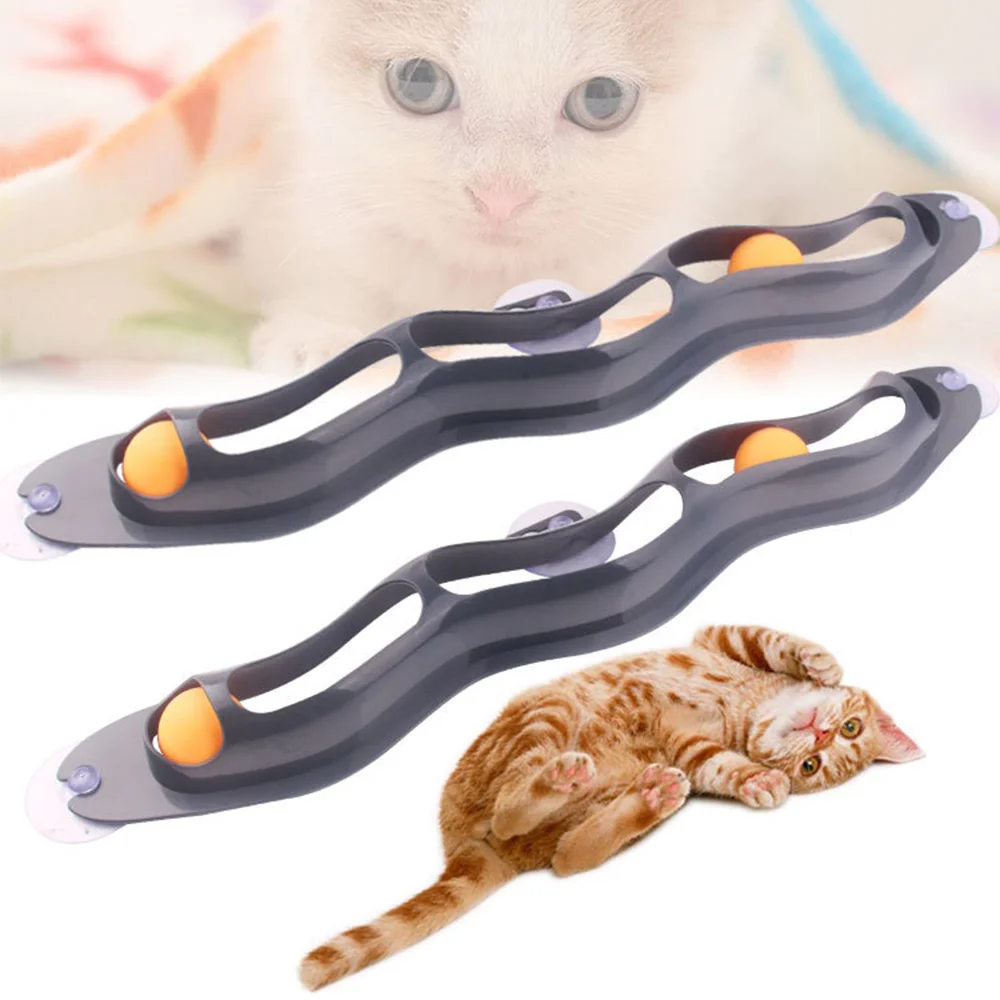 

Pets Cat Toys Interactive Track Ball Toy Cat Practical Window Suction Cup Trackball Pet Accessories Ball Cat Tennis Sucker Toy 4