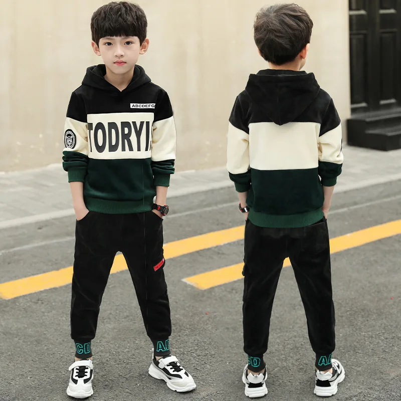 

BOY'S Gold Velvet Set Autumn 2019 Big Boy Two-Piece Set Spring And Autumn Boy Childrenswear CHILDREN'S Sports Suit