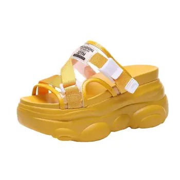 

Dropshipping 2020 New Woman Sandals Platform Wedges High Heels Creepers Slippers Causal Comfort Women Slides Flip Flops