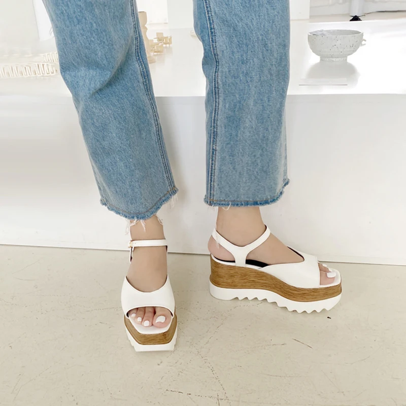 

Women Platform Wedges Shoes 8cm Woman's High Heels Sandals Casual Women Creepers Black Platform Heels Vrouwen Sandalen