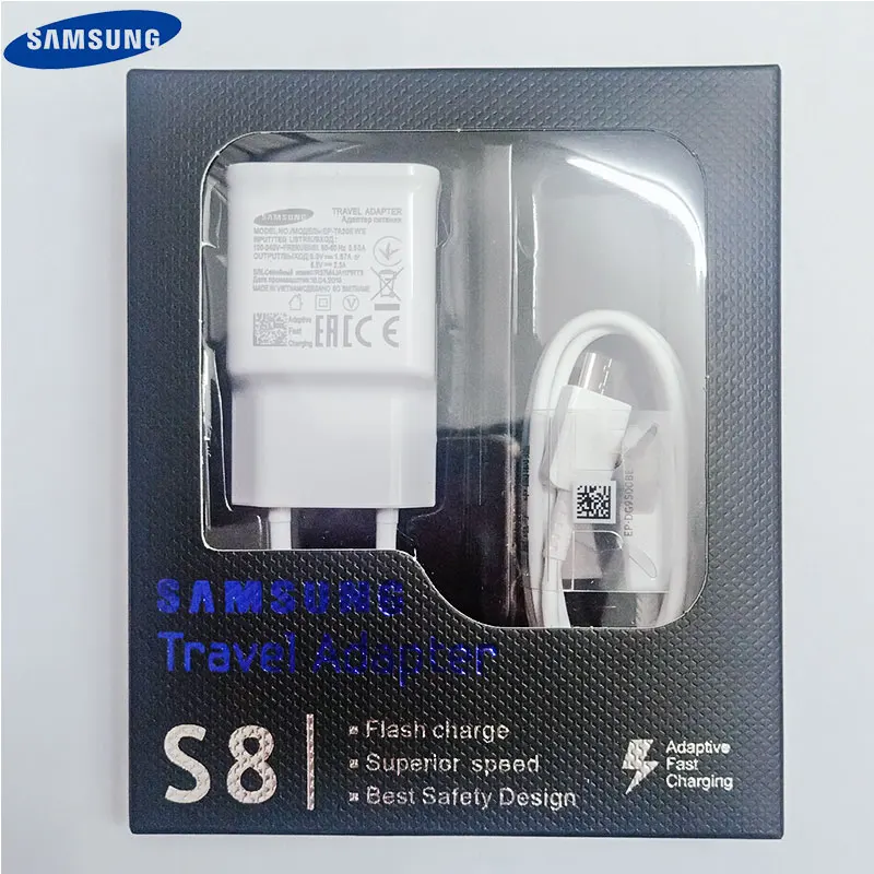 Samsung Galaxy S8 S9 Plus Адаптивное быстрое зарядное устройство ЕС 9V 1.67A USB быстрый адаптер type C кабель для Note 8 9 A8 A50 - Plug Type: EU Charger and Cable