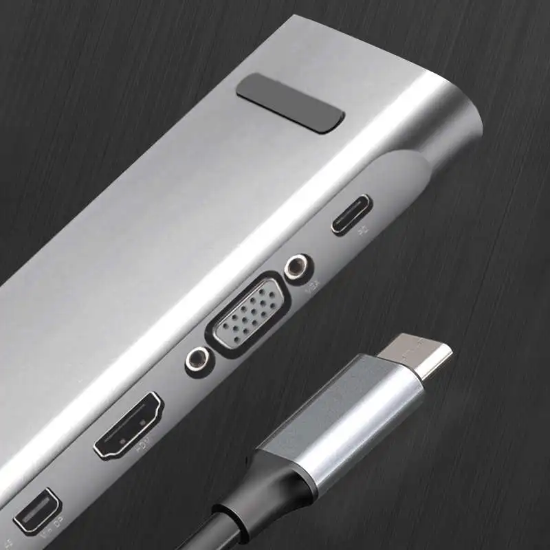 FFYY-ULT-BEST 10-в-1 3Usb Порты и разъёмы Тип-C концентратор USB док-станция для Поддержка 3,5 мм аудио 4K x 2K Hdmi Vga Rj45 Lan порт Gigabit Sd/Tf Card Reader устройство чтения карт