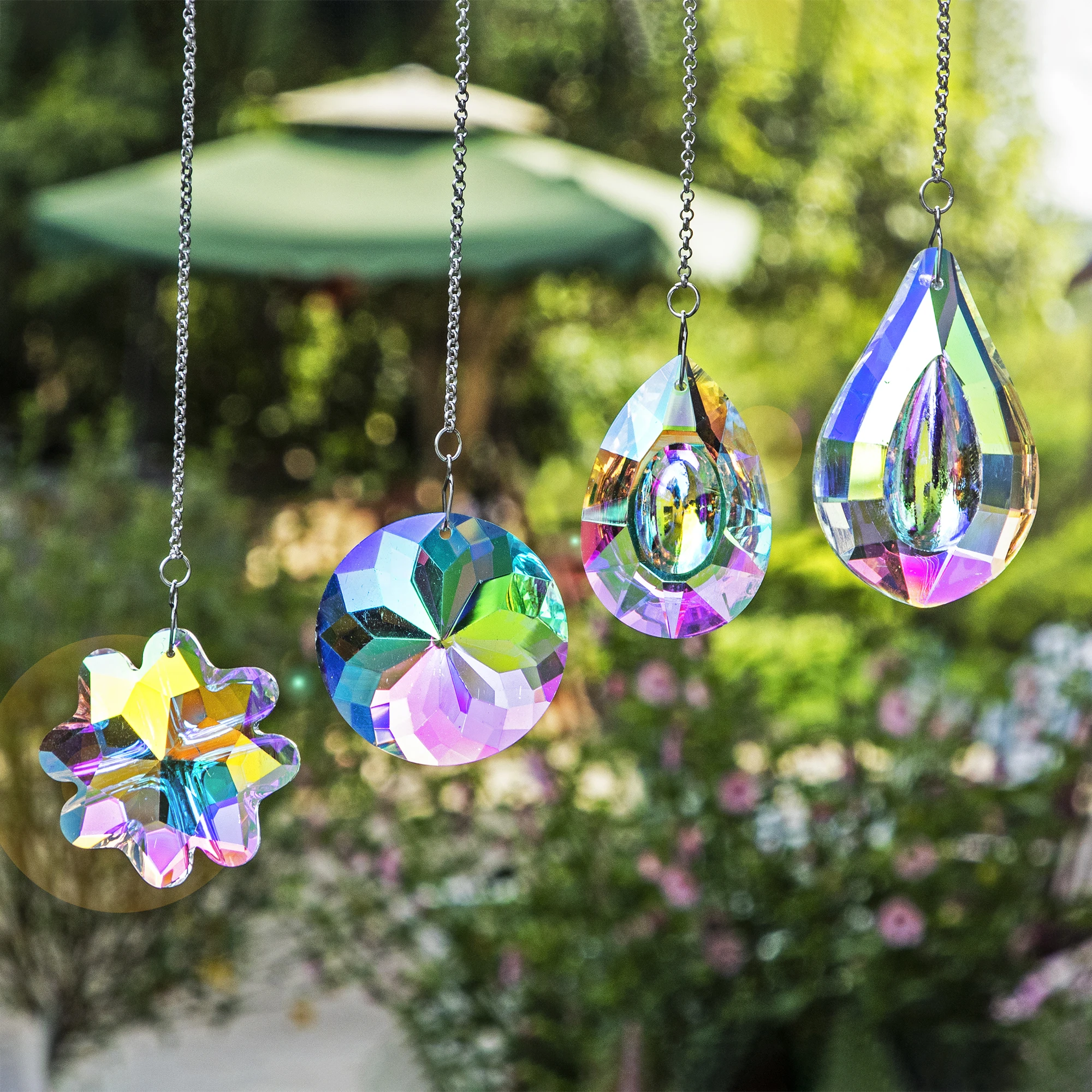 Sun Catchers Colorful Crystal Window Hanging Rainbow Maker Prisms 4 Pack for Bedroom Home Garden Christmas Tree Decor