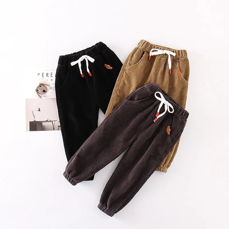 BOY'S Pants Spring And Autumn New Style Korean-style Children Corduroy Three-Color Casual Pants Baby Handsome Trousers Fash