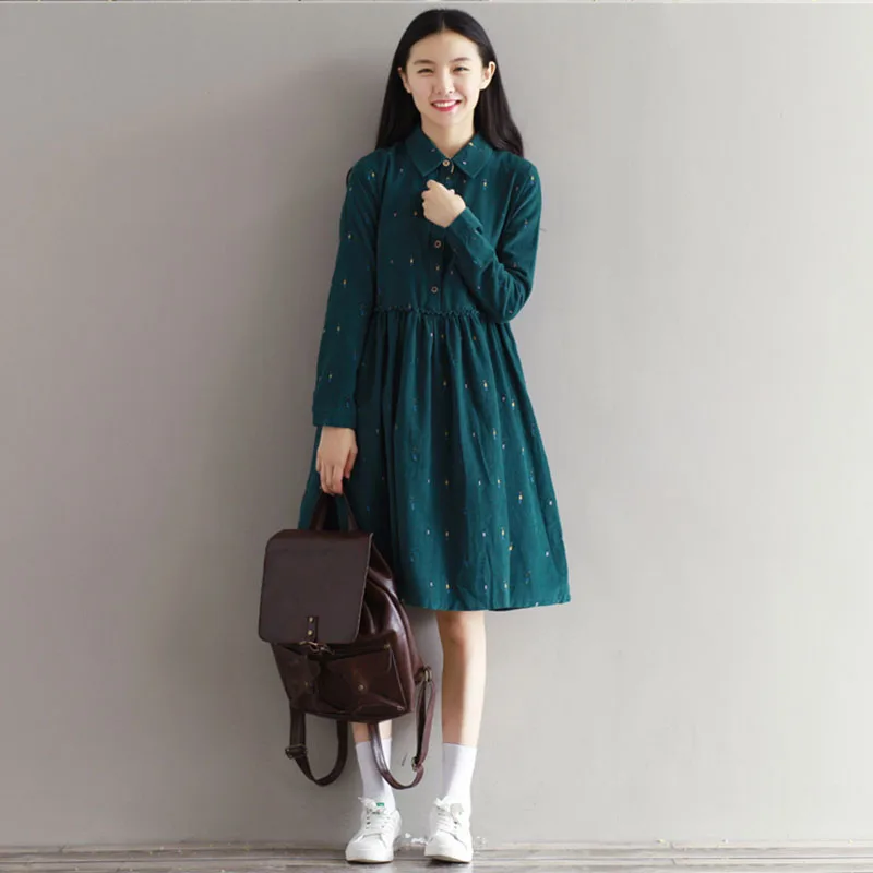 Мода 2020 винтажная одежда платья для женщин свободные с длинным рукавом Vestidos casuales
