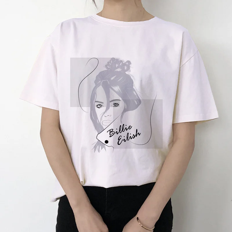 Billie Eilish Bad Guy Harajuku футболка женская футболка с графическим рисунком футболка с рисунком 90s хип-хоп одежда Топ забавная Женская Ullzang - Цвет: 7424