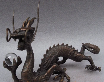 

006317 8 FengShui Chinese Pure Copper Bronze Zodiac Animal Dragon Ball Statue Sculpture (A 0319 discount 35%)