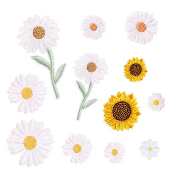 

Chrysanthemum Patches Clothing Embroidered Stripes Badges for Backpack Iron on Transfer Appliques Sunflower Stickers for Clothes