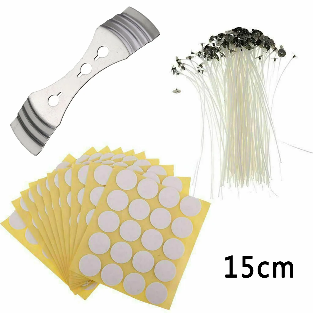 100X свеча Wicks15cm/20 cm+ 100X наклейки для фитиля+ 1X держатель DIY свечи формы для изготовления свечей ручной работы