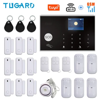 

Tuya WIFI GSM Home Burglar Security Alarm System 433MHz APP Control LCD Touch Keyboard 11 Languages Wireless Alarm System Kit