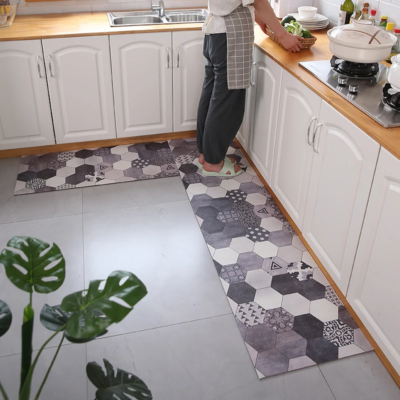 Kitchen Rugs Mats Non Slip Waterproof Padded PU Leather Floor Mats Are  Wear-Resistant Anti-Greasy Black Foot Pad PVC Air Cushion - AliExpress