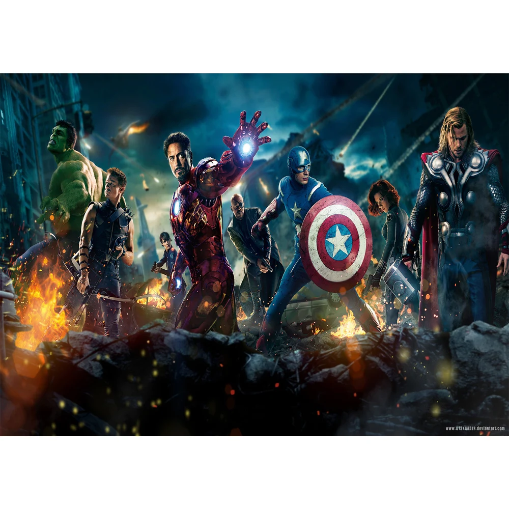 

Vinyl Marvel Avengers children Photography Backdrops Background For Children Birthday background