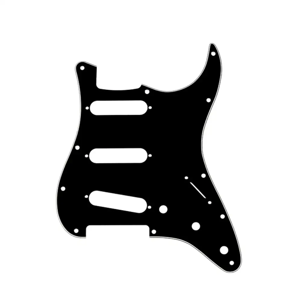 Musiclily SSS 11 Hole Strat Гитара Накладка и бэкплейт набор для Fender США/мексиканский стандарт Stratocaster Стиль, 3Ply черный