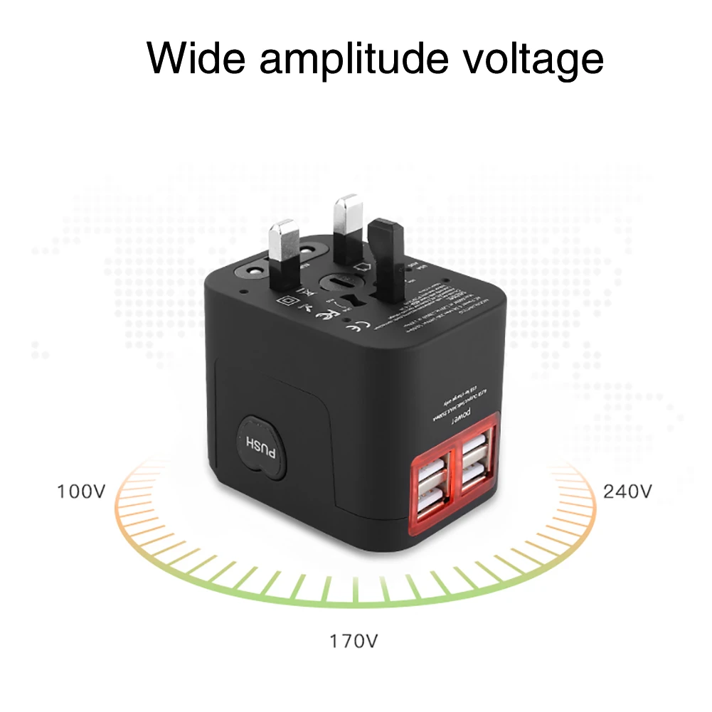 Универсальный многофункциональный переходник для телефонов USB зарядное устройство для путешествий US/AU/UK/EU 4 USB Международный переходник