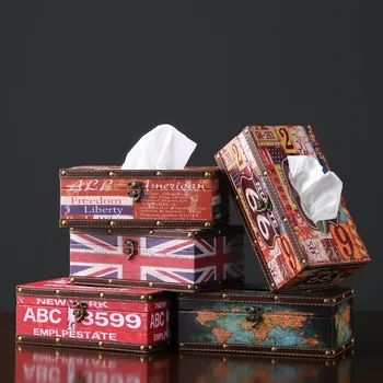

Retro style Tissue Box Wooden Paper Rack Car and Home Rectangle Shaped Tissue Box Container Towel Napkin Tissue Holder